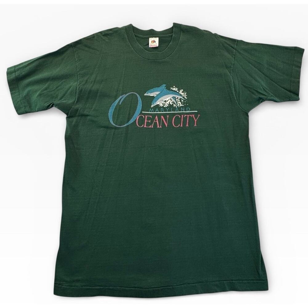VTG Ocean City Maryland Ocean Dolphins 80s Travel Single Stitch T-Shirt size XL